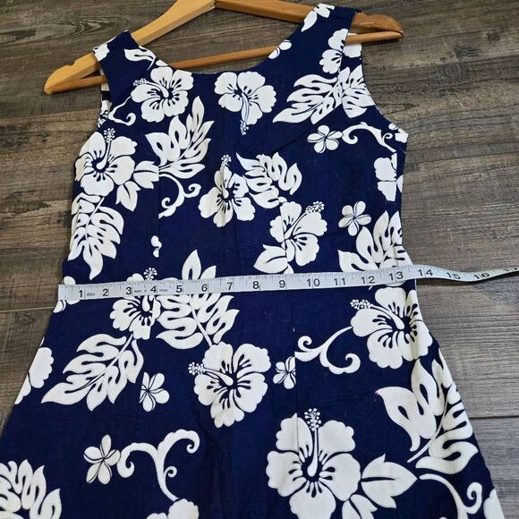 Aloha Republic made in Hawaii USA size small hawaain dress blue white hibiscus - Picture 6 of 9